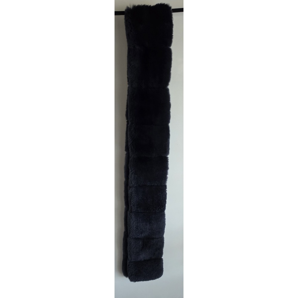 N.Peal Women Fur Scarf Black Classic Wrap Shawl Stole Neck M